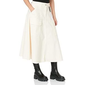 Love Moschino Dames Canvas midirok met patch zakken, crème, maat 42, Crème