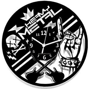 Instant Karma Clocks HMetal01 Wandklok Heavy Metalen Muziek Batterij Gitaar Rock Bass Hout Zwart