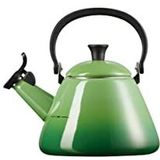 Le Creuset Kone waterkoker voor fornuis met fluit, geëmailleerd staal, 1,6 l, bamboe, 40101024080000