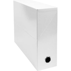 Exacompta - Ref. 89931E, 1 Iderama-transferbox van gekleurd papier, rug 90 mm, metalen oog, voor A4-formaat, 25,5 x 34 x 9 cm, witte kleur, gemonteerd geleverd