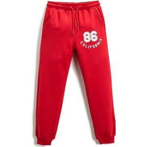 Koton Bedrukte joggingbroek, elastische tailleband, trekkoord, sweatpants voor jongens, Rood (420)