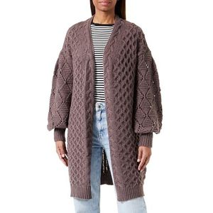 usha Cardigan en tricot pour femme, marron, M-L