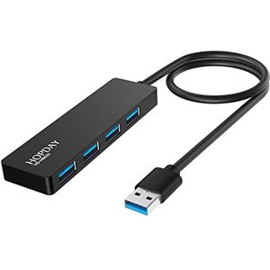 USB 3.0 adapter met 4 USB 3.0-poorten, ultradunne USB-adapter compatibel met Mac Pro, PS4, MacBook Air, Surface Pro, XPS en meer laptops