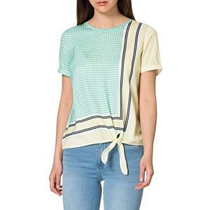 Gerry Weber T-shirt met korte mouwen voor dames, met stoffen print, lange mouwen, Druk met aloë vera, gebroken wit, limoengroen