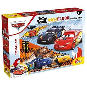 Lisciani, Maxi-puzzel voor kinderen vanaf 6 jaar, 150 delen, 2-in-1, dubbelzijdig dubbelzijdig op voor- en achterkant om in te kleuren - Disney Cars - 91805