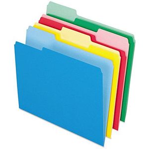 Pendaflex 82300 - 24 stuks gekleurde mappen met tabbladen boven gesneden 1/3, letters, op kleur gesorteerd