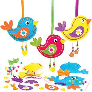 Baker Ross Naaisets voor kleine vogels om op te hangen (verpakking van 3) - knutselen voor kinderen