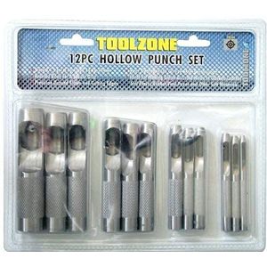 Toolzone PN104 - 12 stuks 3-19 mm holle perforator voor leer/rubber/karton/afdichting/kunststof/papier, zwart