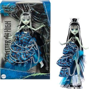 Monster High HRL66 Stitched pop in Frankie Stein-stijl in naai-thema, sokkel en echtheidscertificaat inbegrepen, om te verzamelen, kinderspeelgoed, vanaf 3 jaar, HRL66