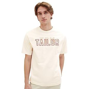 TOM TAILOR T-shirt Comfort Fit pour homme avec logo imprimé, Beige vintage 18592, M