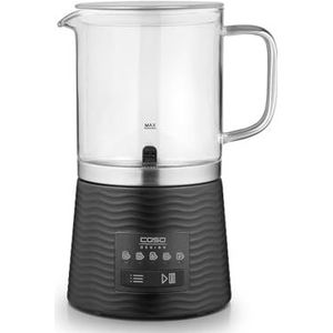 CASO CappuLatte Melkopschuimer, design, glas, melkschuim, romig, warm en koud, afneembare container, vaatwasmachinebestendig, 5 functies, 250 ml/400 ml, led-display met One Touch