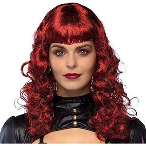 Boland 85716 Pruik Lady Steampunk Rood Synthetisch Haar met Gespen Accessoires voor Carnaval Kostuum, Themafeest