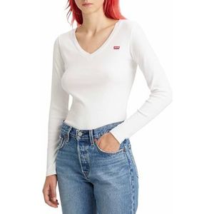 Levi's T-shirt met lange mouwen met V-hals voor dames, Wit +