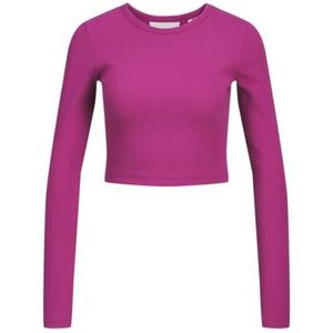 Jack & Jones Jxfeline Str Ls Rib Tee Jrs Noos Top Dames, Fuchsia