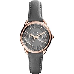 Fossil Tailor Multifunctioneel horloge met leren armband, grijs, één maat, band, grijs., Band
