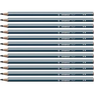 HB grafietpotlood - STABILO Trio - set van 12 HB driehoekige potloden - leisteenblauw