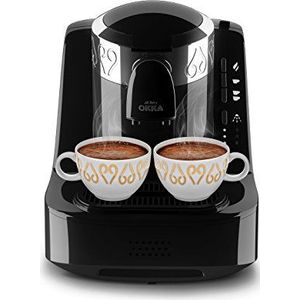 Arzum OKKA OK001 Turks koffiezetapparaat, 2-kops koffiezetapparaat, directe vulcapaciteit, detectie van het zetniveau, gepatenteerde kooktechnologie, zelfreiniging, 710 W, zwart/chroom (verchroomd)