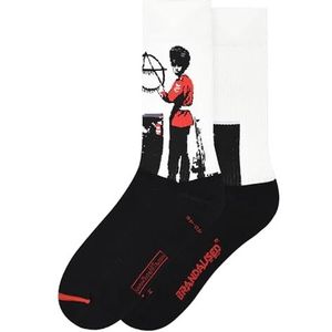 MuseARTa Chaussettes en coton avec la peinture Anarchiste Soldat de l'artiste Banksy Graffiti dans la taille 40-46, BL-AS-01-40-46, Blanc., 42-48