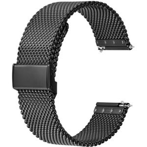 BISONSTRAP Horlogebandje van metaalgaas voor dames en heren, geweven armband van roestvrij staal 316L, breedte van de amandel 16 mm, 18 mm, 20 mm, 22 mm, Roestvrij staal, Geen edelsteen