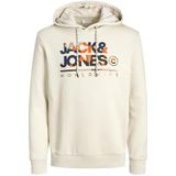 JACK & JONES Jjluke heren hoodie, Moonbeam/print: groot, L, Moonbeam/print: groot