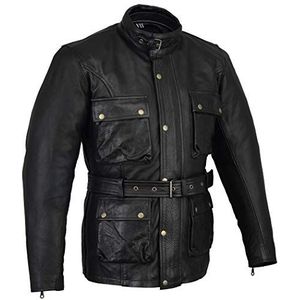 Bikers Gear Klassieke Vintage Trail Blazer CE1621-1 PU Armour Motorfiets Gewaxt en Oud Behandeld Leren Jas - Zwart - Medium, zwart.