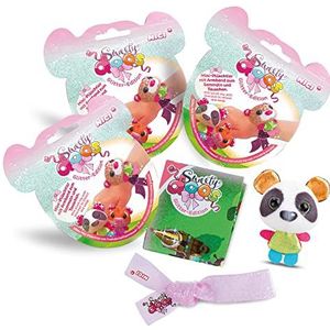 NICI Sweetydoos Glitter Edition 47722, pluche dier met UV-effect, glinsterende poster 3 van 9 minifiguren met vriendschapsarmband, om te verzamelen, te spelen en te wisselen, kleurrijk