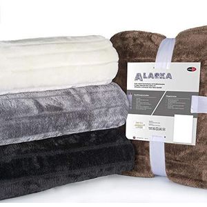 CelinaTex Alaska deken, omkeerbaar, kunstnerts, fleece, 150 x 200 cm, zwart