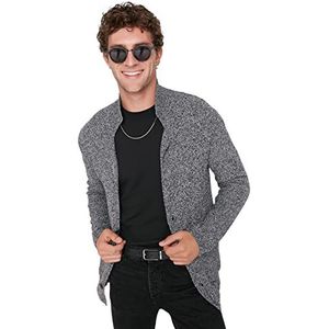 Trendyol Pull en tricot à col de chemise standard pour homme, Noir, S