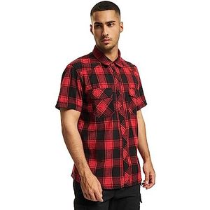 Brandit Check T-shirt met korte mouwen voor heren, Rood/Zwart