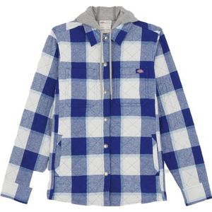 Dickies W Fleece Hooded Flannel Shirt Jkt Professioneel Utility T-shirt voor dames, Surf Blue Campside Plaid