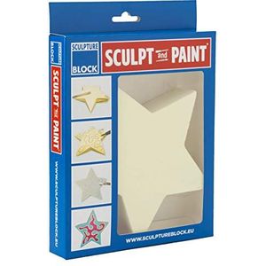 Sculpture Block SP 107 Sculpt and Paint Serie, hardschuimblok met stermotief, voorgemaakt, 17 x 17 x 3 cm