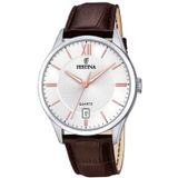 Festina Heren analoog kwarts horloge met leren band F20426/4, bruin, armband, Bruin, Armband