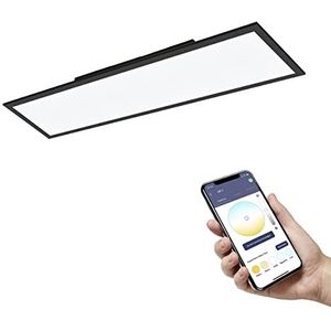 EGLO connect.z Salobrena-Z aangesloten led-paneel, plafondlamp 120 x 30 cm, ZigBee smart plafondlamp, app- en spraakbediening, warm wit - koud, dimbaar, zwart