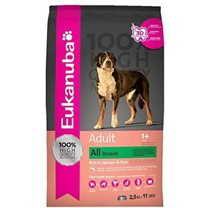 Eukanuba Volwassen hond droogvoer voor groot ras zalm en gerst, 2,5 kg