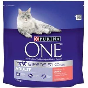 PURINA ONE Bifensis Zalmvoer voor volwassen katten, zak van 1,5 kg, 6 stuks