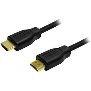 LogiLink CH0037 High Speed HDMI-kabel met Ethernet (V1.4), 2 x 19-polige stekker (goudkleurig), zwart, 2 m