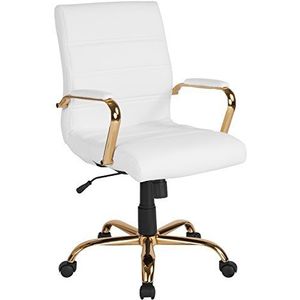 Flash Furniture Executive Swivels, wit/goud lederen frame, 61 x 58,4 x 103,5 cm