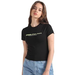 Calvin Klein Jeans Slogan Fitted Tee J20j222642 T-shirts S/S dames, Ck Black