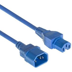 ACT Câble pour appareil de chauffage 0,6 m C14 mâle vers C15 femelle Rallonge de câble d'alimentation Prise de chauffage Bleu - AK5299