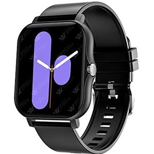 Bestherm Smartwatch voor heren met bluetooth-oproepen en muziekspeler, 1,69 inch smartwatch met hartslag, SpO2, slaap, stappenteller, 10 sportmodi voor Android iOS, zwart