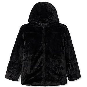 NAME IT Nkfmosa Fake Fur Jacket W Hood PB meisjesjas, zwart.