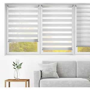 Blindecor Indus rolgordijn dag nacht zonder boren | Kleur zilver grijs 120 x 180 cm (B x H) | Stofgrootte 117 x 175 cm | Rolgordijn, bevestiging met of zonder boren