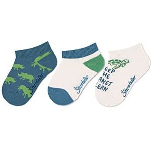 Sterntaler Sneakersokken, 3 stuks, planeet sokken, middelblauw, normaal kinderen, uniseks, middelblauw, Eén maat, middenblauw