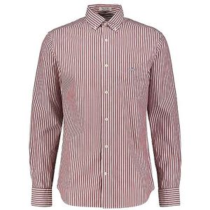 GANT Reg Poplin Stripe Shirt Klassiek gestreept overhemd voor heren, Rood geplumpt