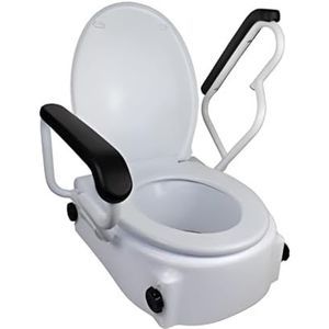 Mobiclinic, Tajo toiletbrilverhoger voor volwassenen, mod. Tajo, met deksel en armleuningen, verhoogde toiletbril, voor senioren, personen met beperkte mobiliteit, hoogte 19 cm, wit