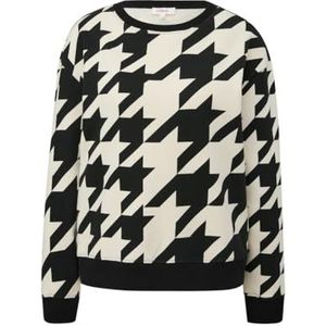 S.Oliver Sweater met Pied-de-poule Zwart/ Ecru