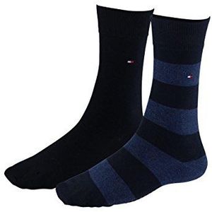 Tommy Hilfiger heren 2 paar sokken, Blauw (Middernacht blauw)