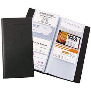 SIGEL Visitekaartjeshouder voor maximaal 192 kaarten, 9 x 5,8 cm, kunstleer, zwart