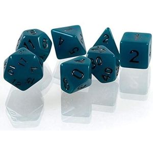 shibby 7 polyhedrische lichtgevende dobbelstenen voor rollenspellen en tafelspellen in blauw met tas