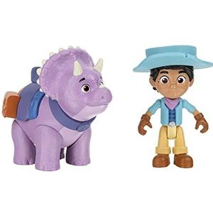 Dino Ranch Miguel & Tango personagepaar, figuur hoog ca. 7,5 cm en dinosaurus, hoogte 9 cm zirkonia, zoals in de animedoos, voor kinderen vanaf 3 jaar, DNA00300, voorziegspelletjes